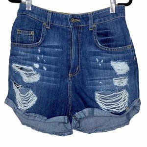 Carmar Distressed Dark Blue Jean Shorts
